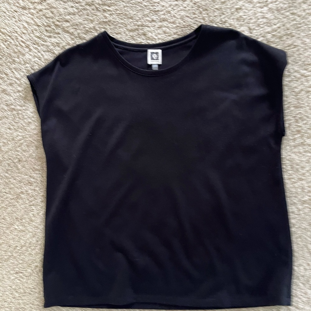 Anne Klein Black Short Sleeve Crewneck Tee